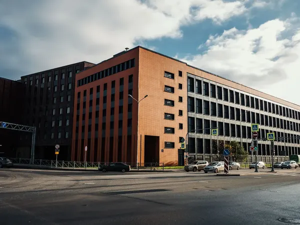 Large multi-story commercial building on a city corner