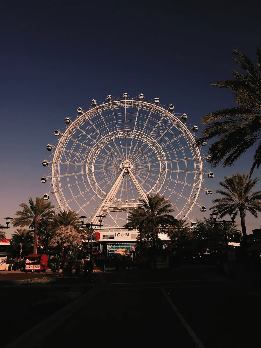 The Wheel at ICON Park in Orlando at dusk