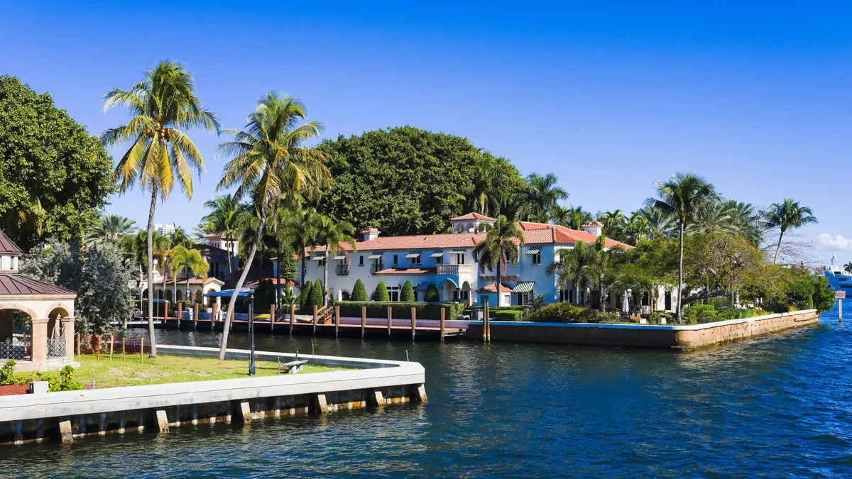 Waterfront home with palm trees near Davis Islands and Harbor Island, Tampa